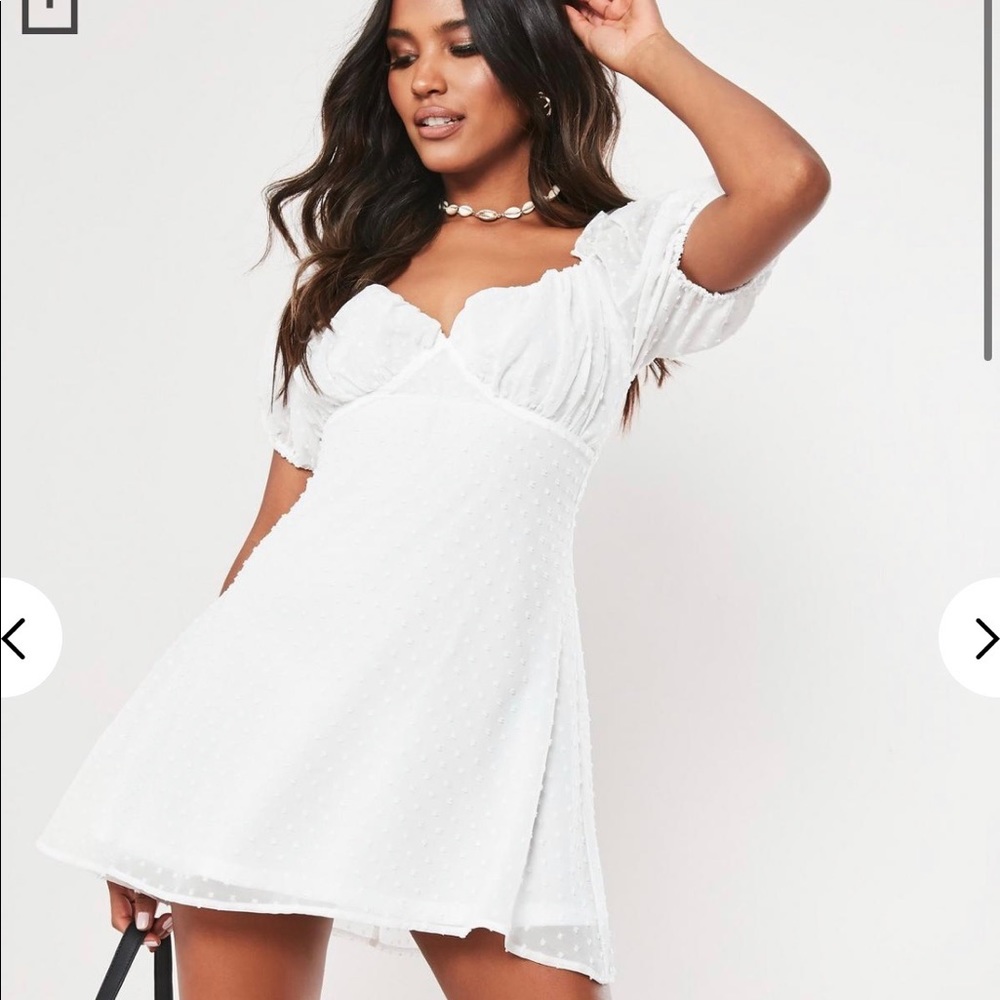 Missguided white dobby dress skater dress
